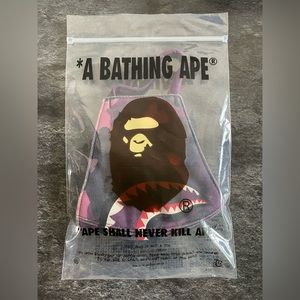 A Bathing Ape Bape Purple Camo Shark Face Mask Rare Item Authentic In Dust Bag